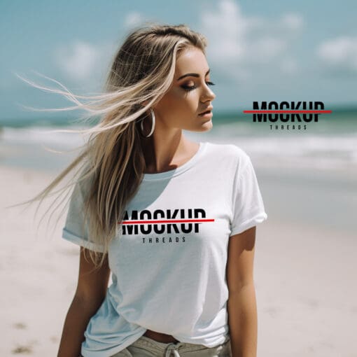 Beach Female - White T-Shirt Mockup 10