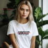 Eco Female White T-shirt Mockup Template 16