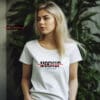 Eco Female White T-shirt Mockup Template 18