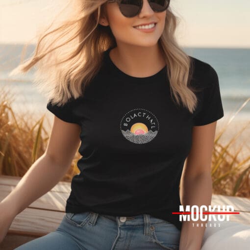 Female Beach Black T-shirt mockup 07