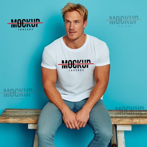 Male White T-Shirt Mockup
